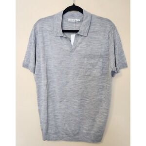Collars & Co Mens Australian Merino Wool Short Sleeve Polo M Grey Johnny NWT